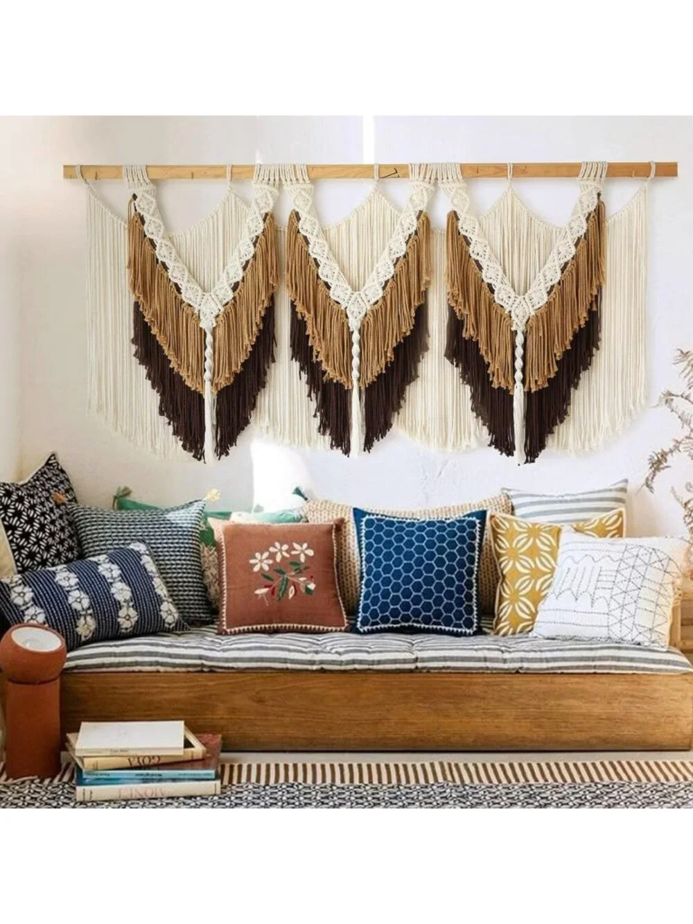 Boho Macrame Wall Hanging with Brown Tassels | 47